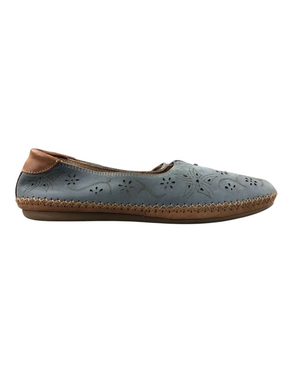 BOC Women's Size 8M Poha Blue Leather Laser Cut Perforated Ballet Flats Shoes